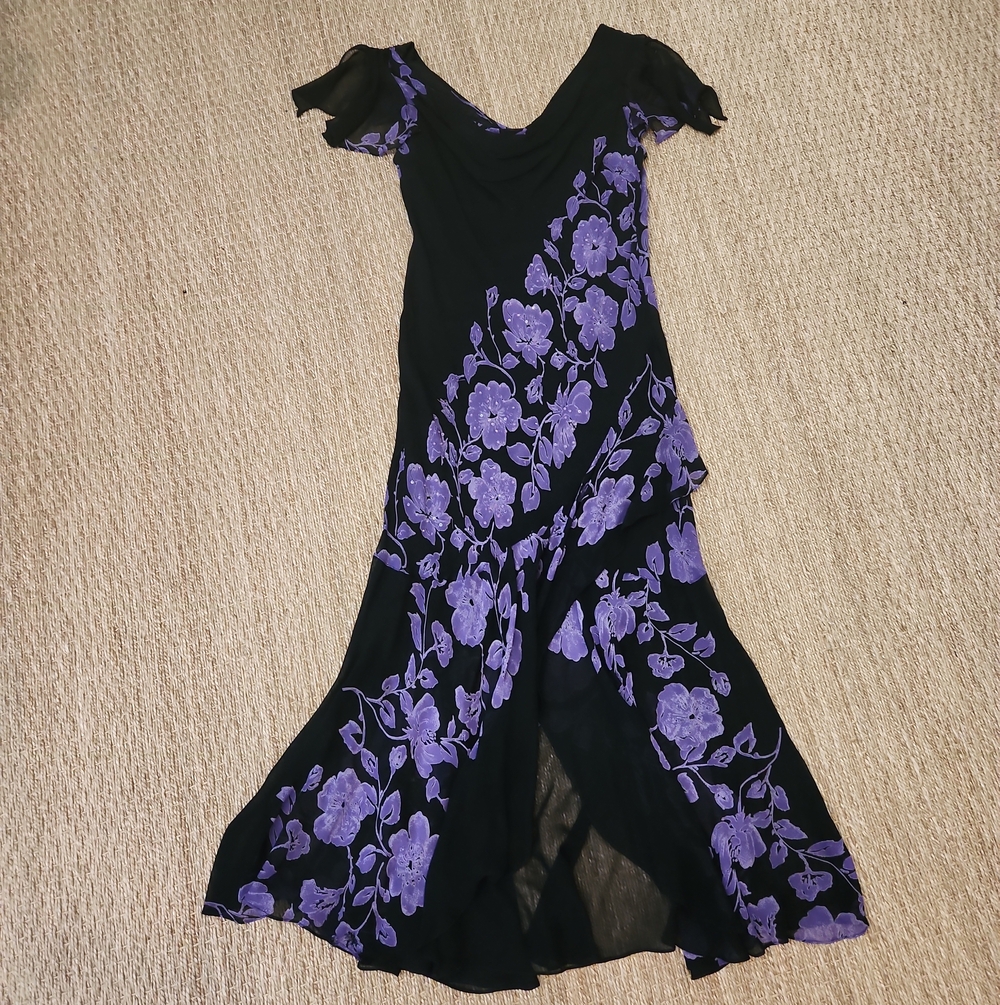 Fairy Eva Blue Black with Purple Floral Print - Medium